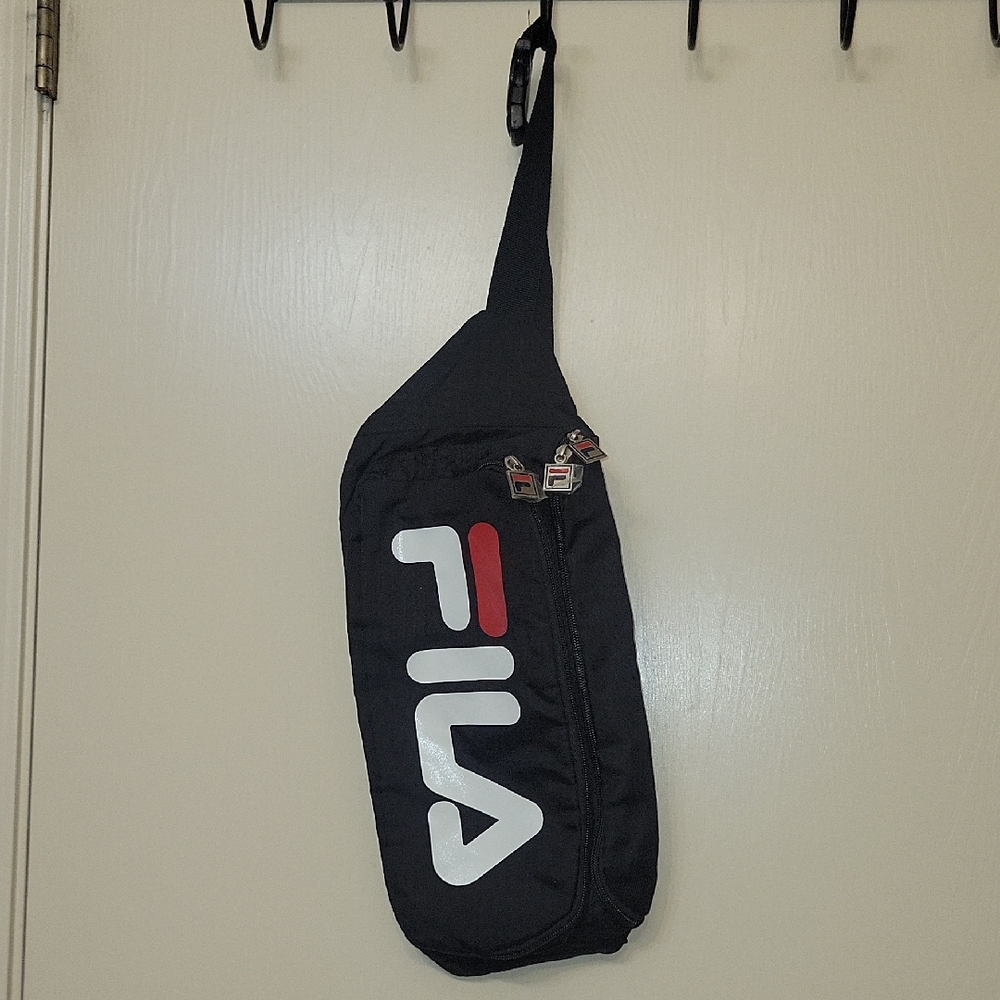 Fila Black Belt Bag with White and Red Logo